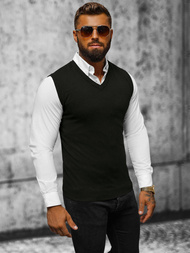 Sweter męski bez rekawów czarny OZONEE NB/MM6005/4Z