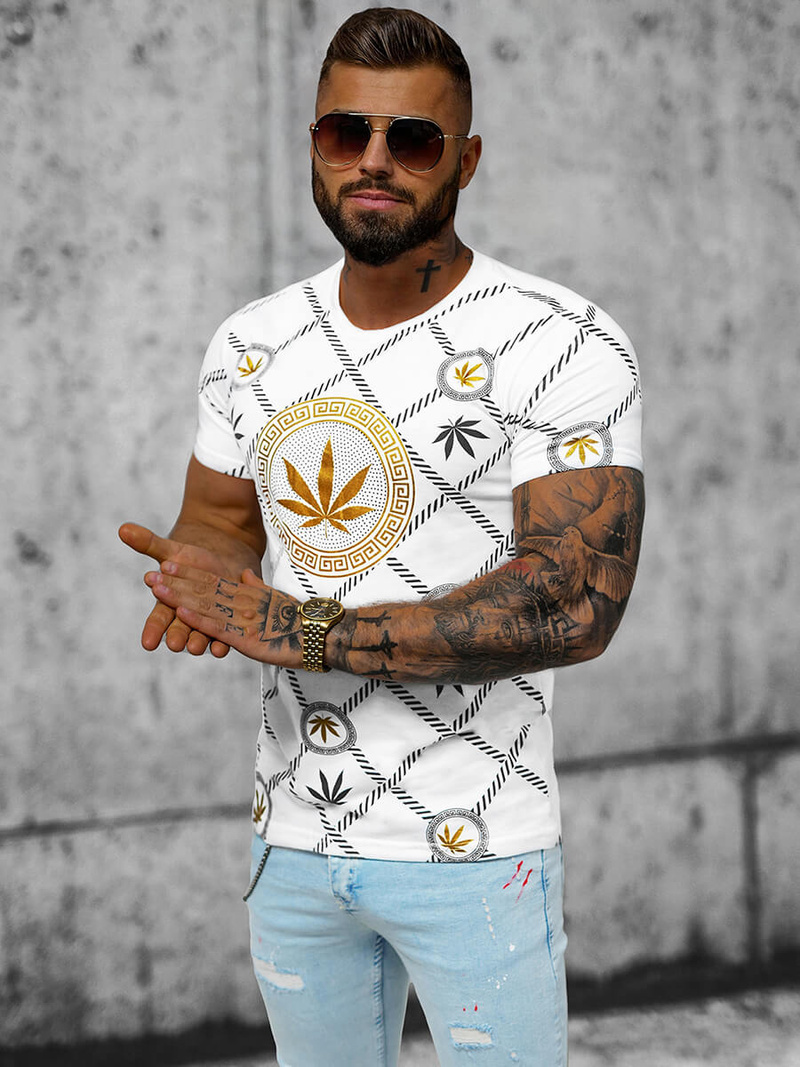 T-shirt męski biały OZONEE O/T130/1Z