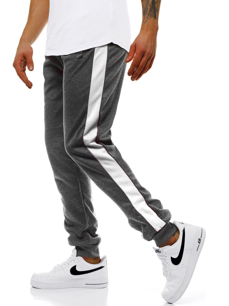 Spodnie dresowe męskie grafitowo-białe OZONEE JS/JZ11006