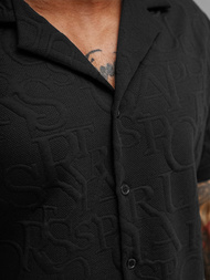 Koszula męska z krótkim rękawem czarna OZONEE O/B2256