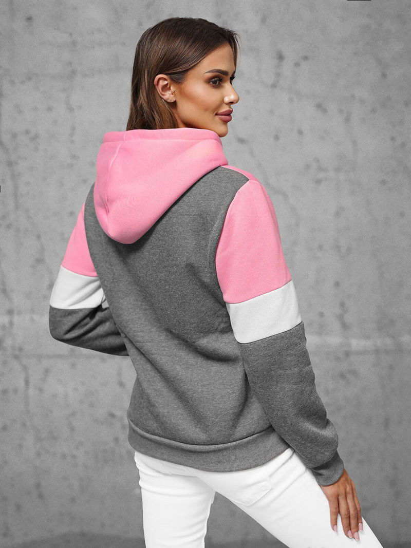 Bluza z kapturem damska jasno-różowa OZONEE JS/KSW2020