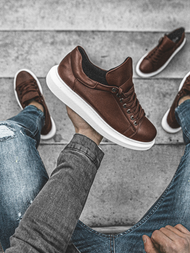 Sneakersy brązowo-białe OZONEE CH/257