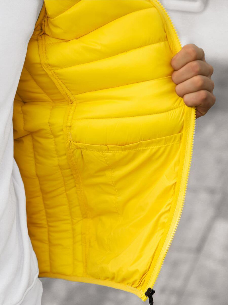 Kamizelka męska pikowana z kapturem żółta OZONEE JS/HDL88002Z