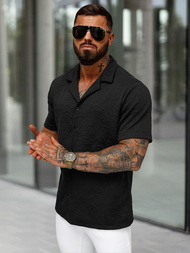 Koszula męska z krótkim rękawem czarna OZONEE O/B2258