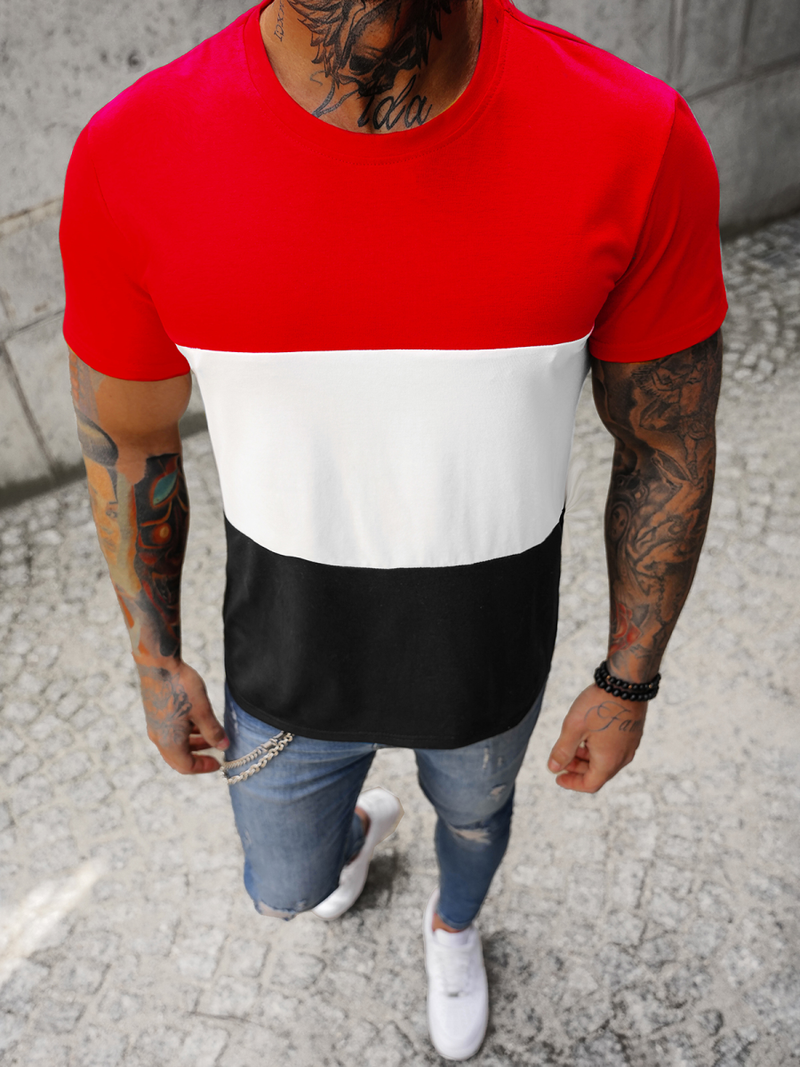 T-shirt męski czerwony OZONEE JS/8T90/2