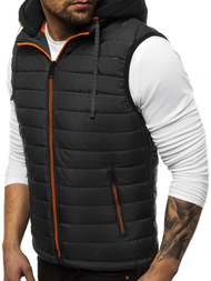 Kamizelka męska pikowana z kapturem czarna OZONEE N/6102