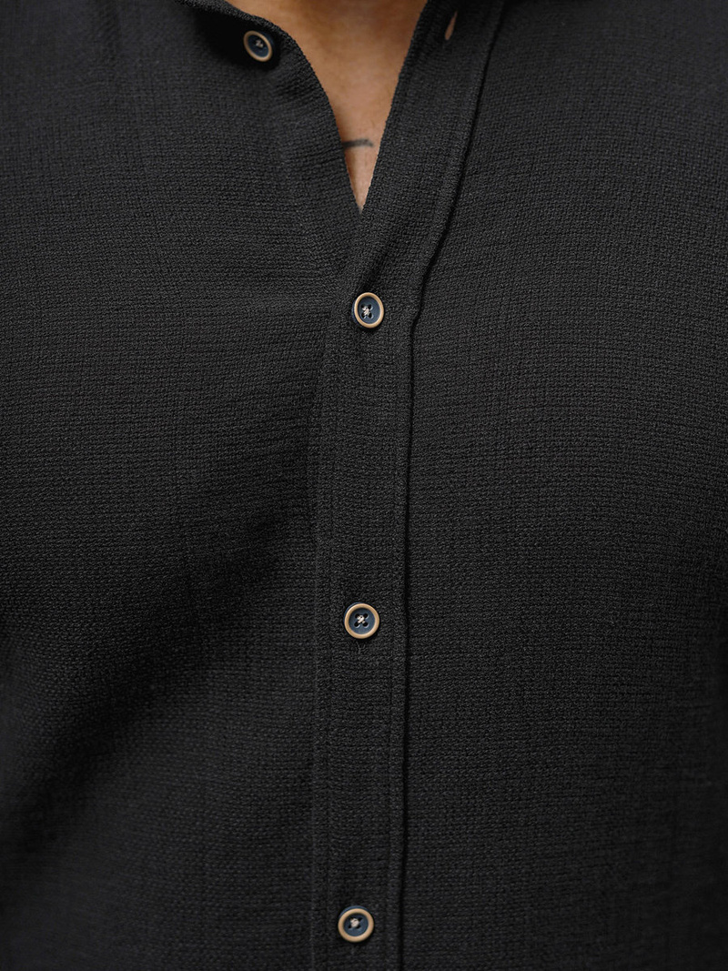 Сорочка чоловіча з коротким рукавом чорна OZONEE O/V44