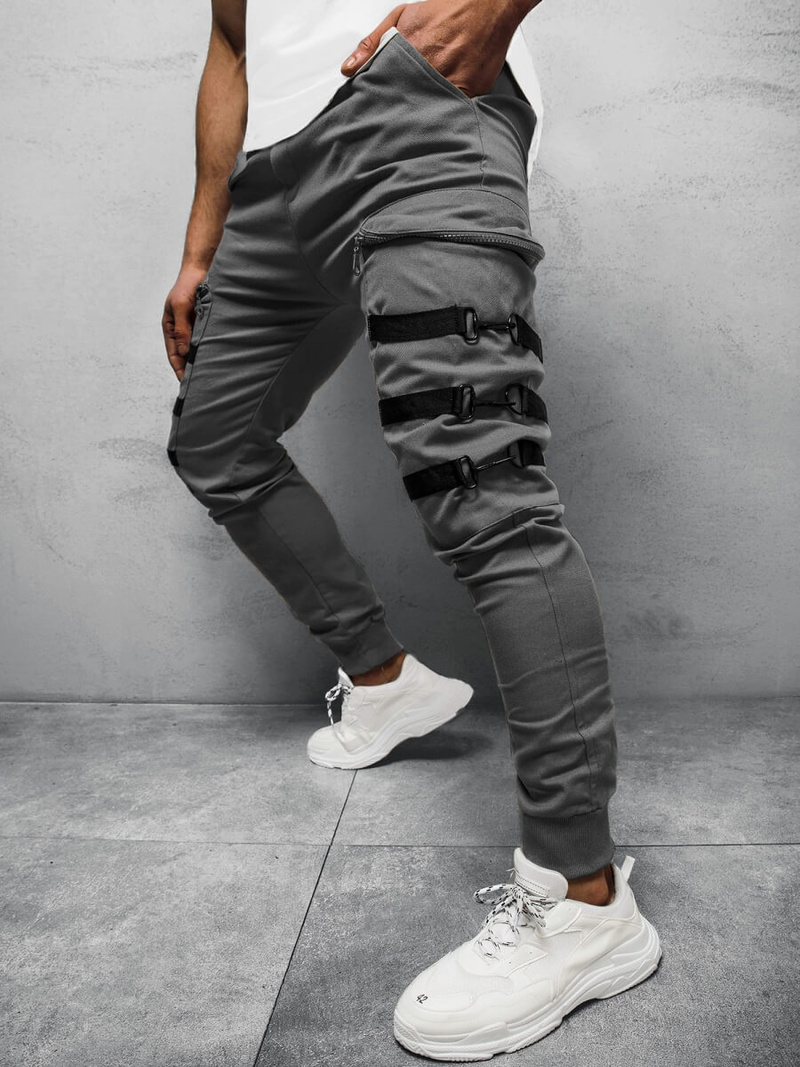 Spodnie męskie chino joggery szare OZONEE G/11132