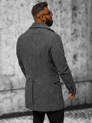 Płaszcz męski w kratę grafitowy OZONEE JS/JP1191Z