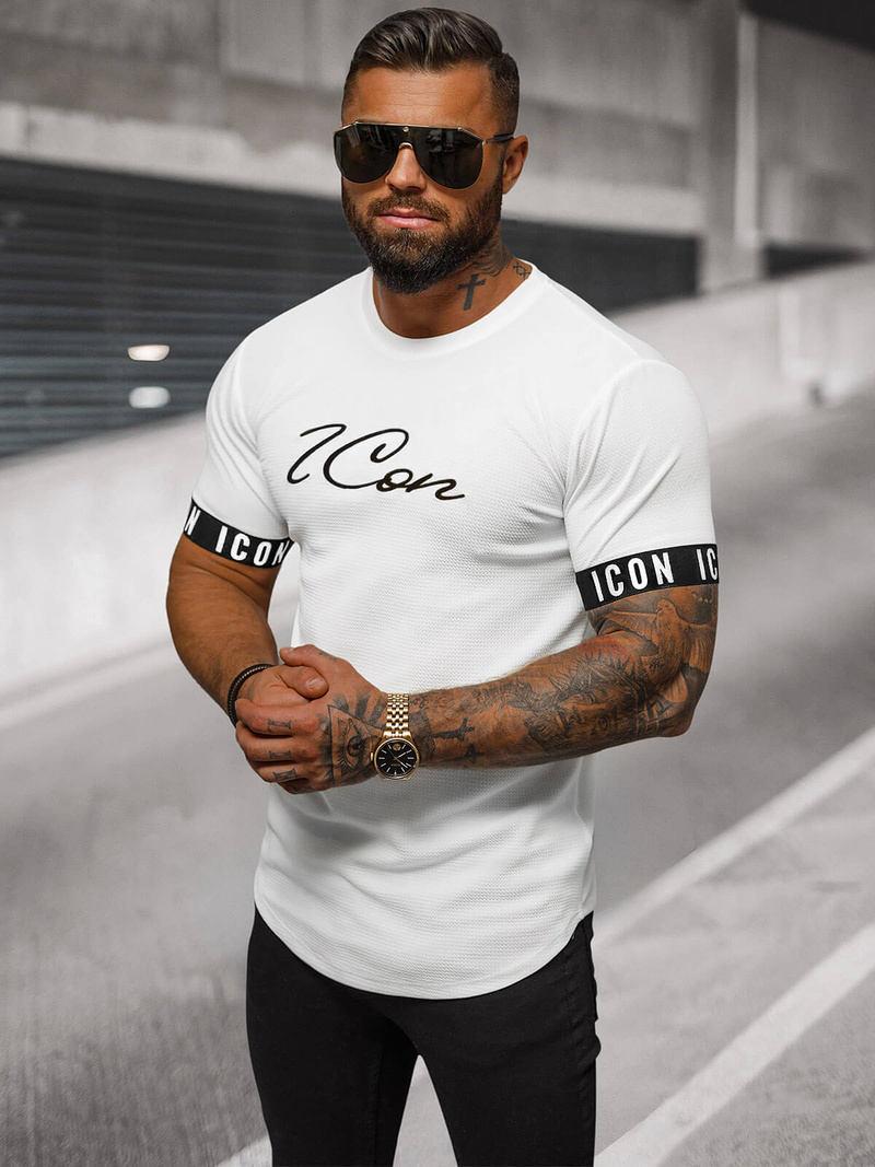 T-shirt męski biały OZONEE O/T7578