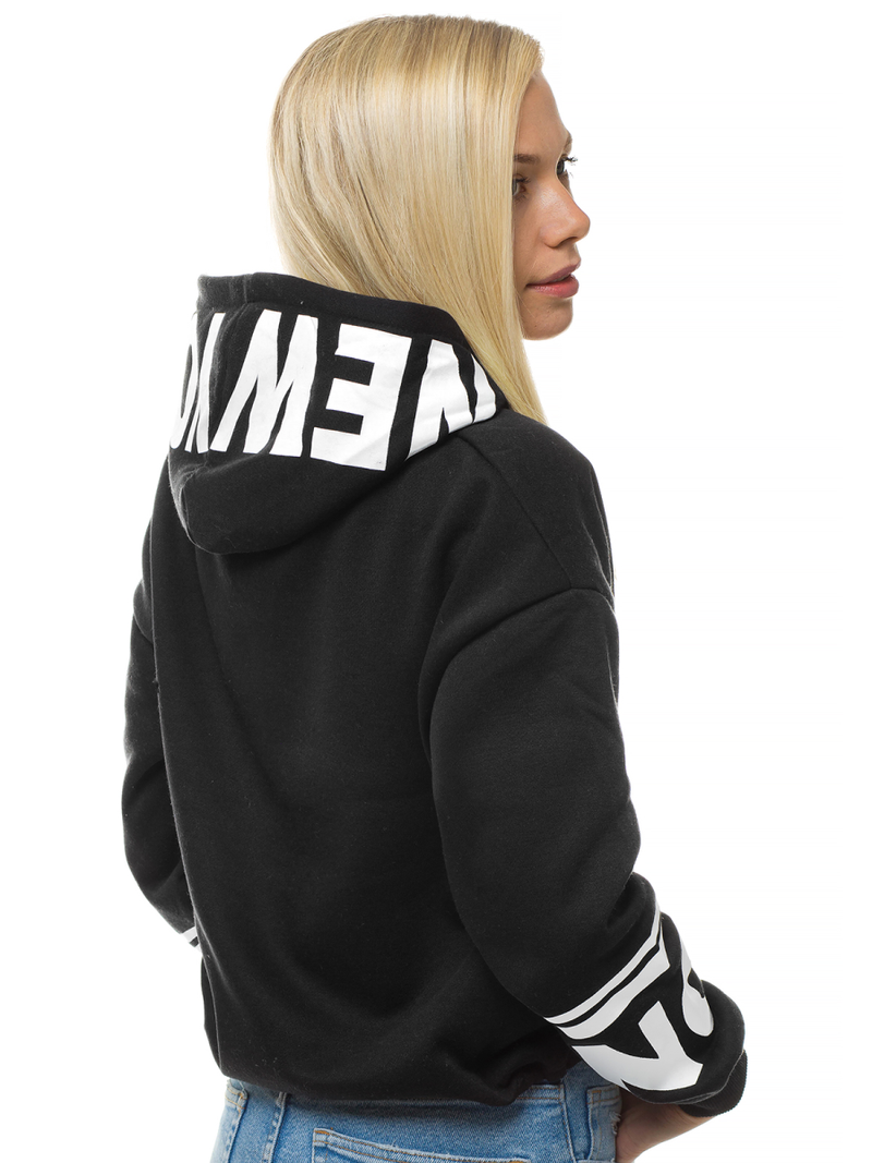 Bluza z kapturem damska czarna OZONEE JS/KSW2035