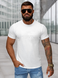 T-shirt męski slim fit biały OZONEE O/QQ1389