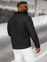 Kurtka męska jeansowa sherpa czarna OZONEE NB/MJ533NZ