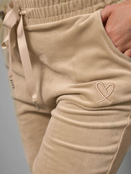 Spodnie dresowe damskie welurowe jasno-beżowe OZONEE O/390177M