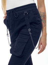 Spodnie damskie chino joggery granatowe OZONEE O/8052