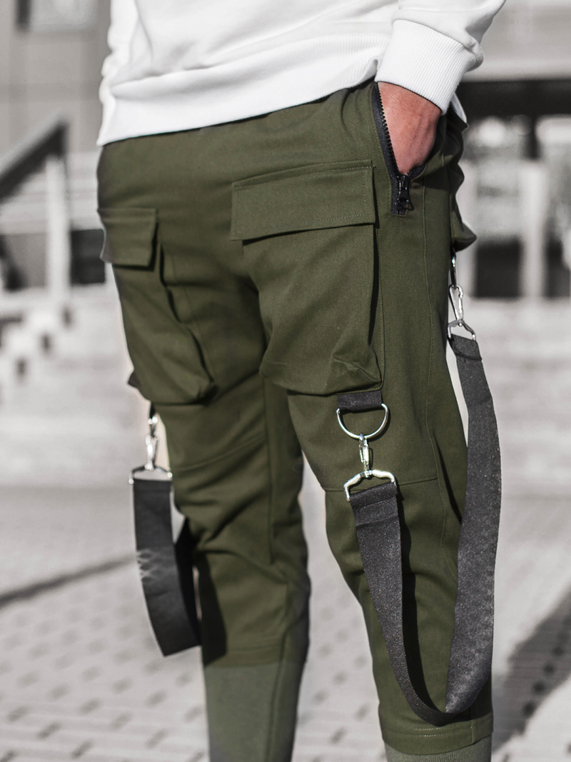 Spodnie męskie chino joggery khaki OZONEE G/11133