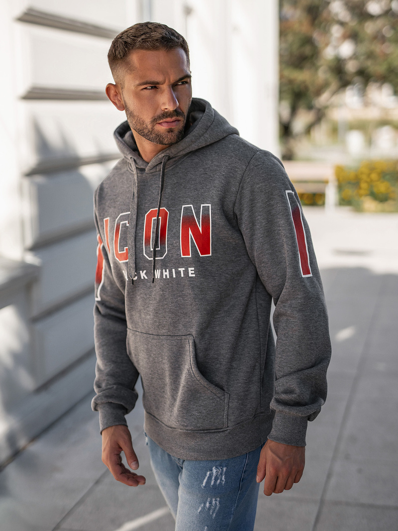 Bluza z kapturem męska grafitowa OZONEE JS/8B1739/5