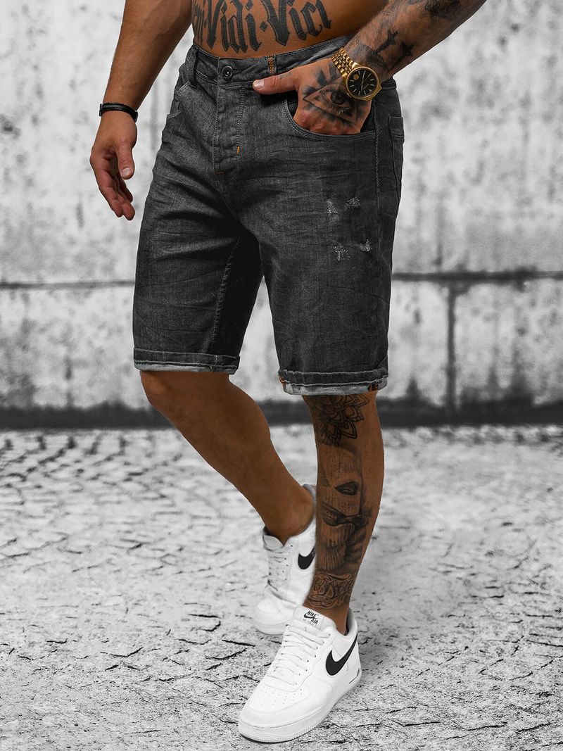 Чоловічі джинсові шорти чорні OZONEE O/24000