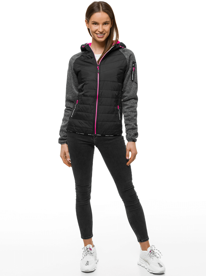 Kurtka damska z kapturem czarna OZONEE JS/KSW4004