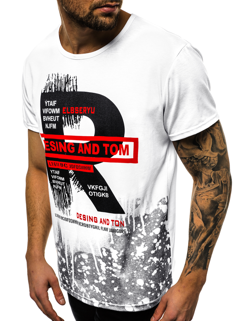 T-Shirt męski biały OZONEE JS/KS1945