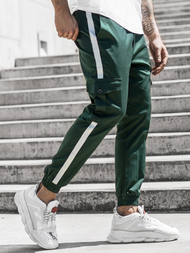 Spodnie męskie chino joggery ciemno-zielone OZONEE DJ/5580