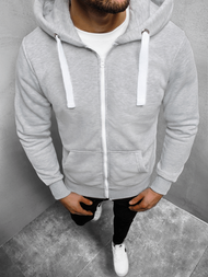 Bluza męska rozpinana z kapturem jasno-szara OZONEE O/11039