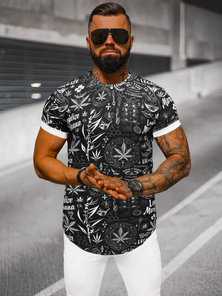 T-shirt męski z nadrukiem czarny OZONEE O/P1347