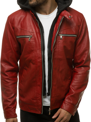 Kurtka skórzana męska bordowa OZONEE JB/JP1169/2