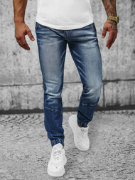 Spodnie jeansowe joggery męskie ciemno-niebieskie OZONEE NB/MP0118BS