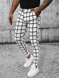 Spodnie męskie chino materiałowe białe OZONEE O/P4029