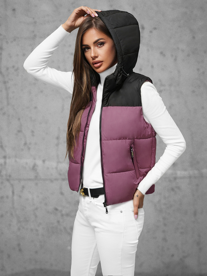 Стьобаний жіночий жилет tемно-pожева OZONEE JS/16M9112/53