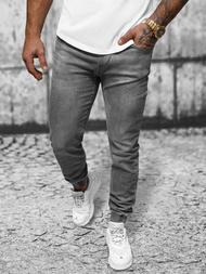 Spodnie jeansowe joggery męskie grafitowe OZONEE NB/MP0275GC