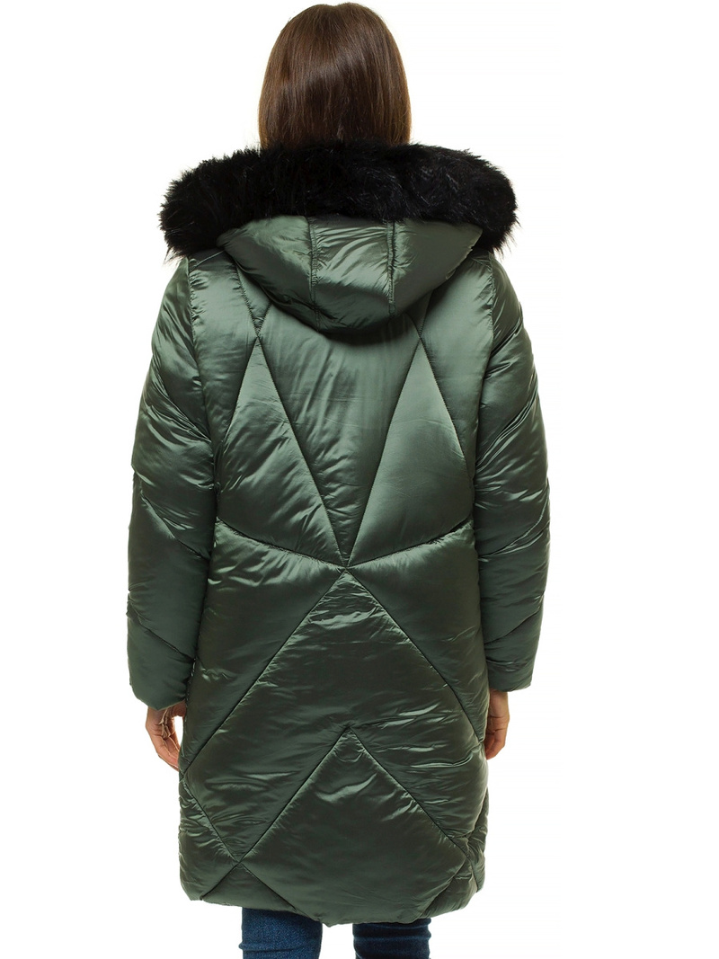 Kurtka zimowa damska parka z futerkiem khaki OZONEE JS/M23070/3