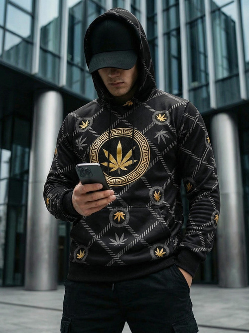 Bluza z kapturem męska czarna OZONEE O/B267Z