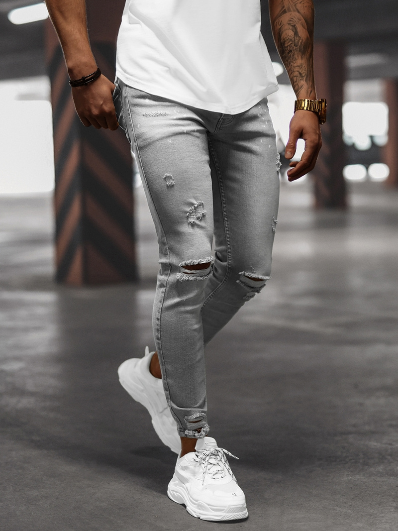 Spodnie jeansowe męskie szare OZONEE O/WE1090