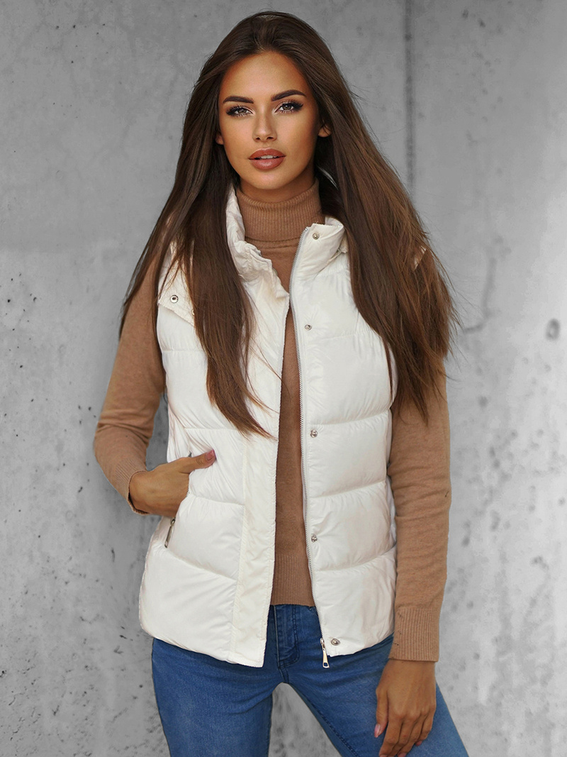 Стьобаний жіночий жилет біла OZONEE O/SW025/10Z