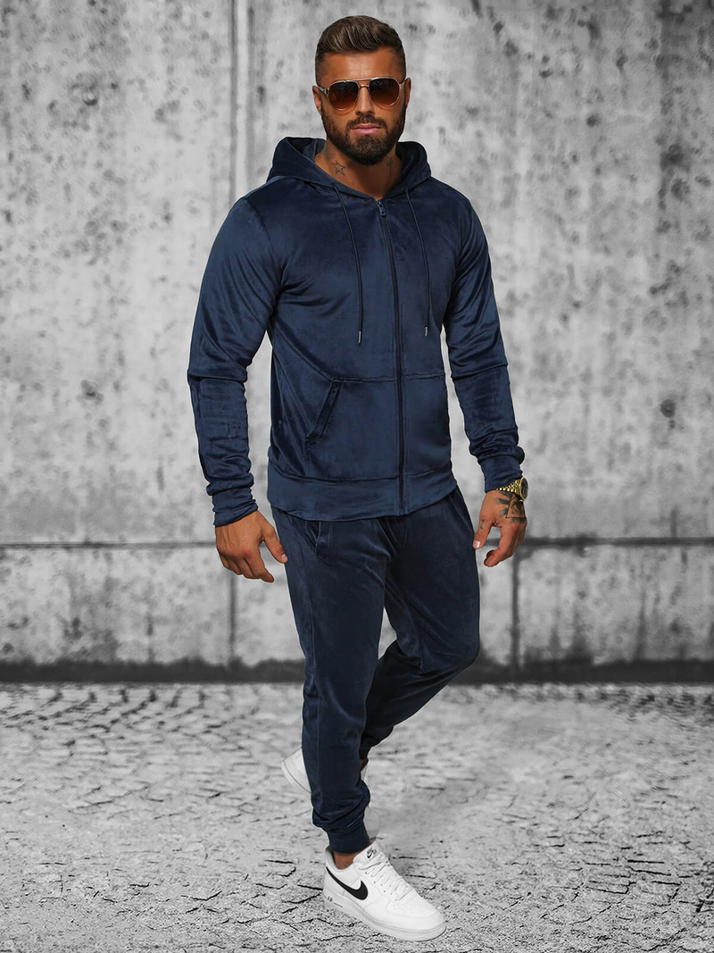 Komplet dresowy męski welurowy granatowy OZONEE JS/8C1169/25