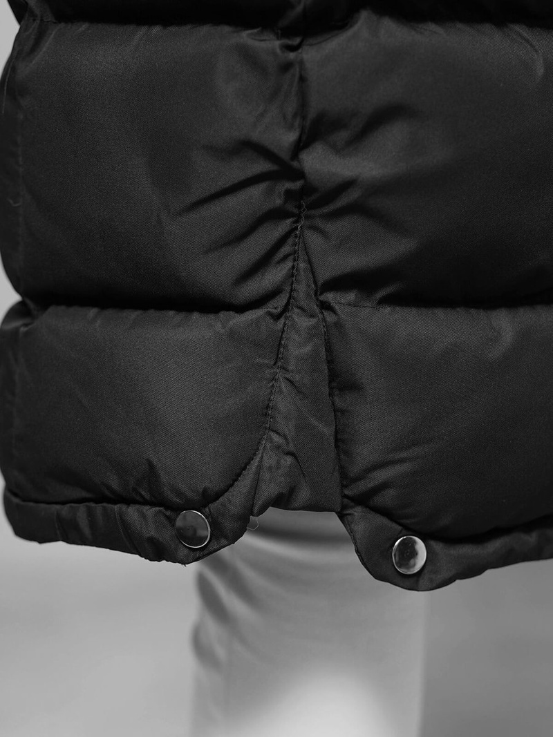 Kurtka zimowa damska długa pikowana czarna OZONEE JS/M736/392