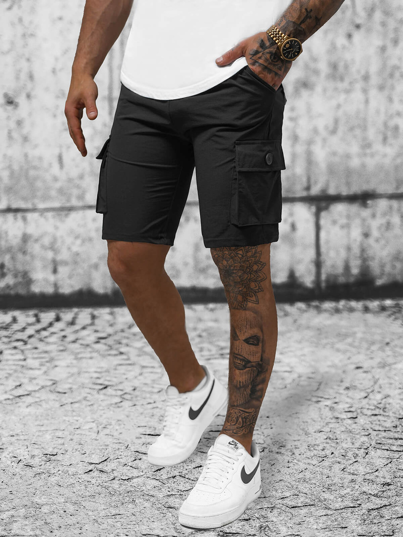 Spodenki męskie chino czarne OZONEE T/DC469Z