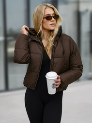 Kurtka zimowa damska pikowana czekoladowa OZONEE JS/16M9187/158