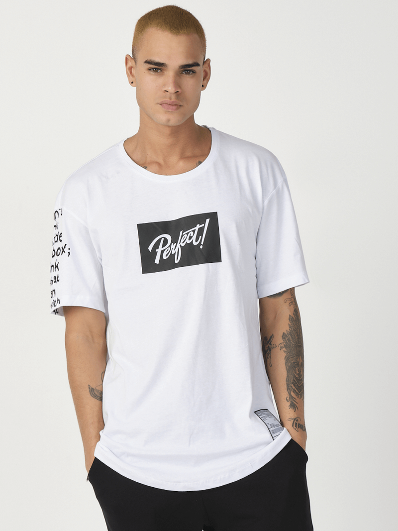 T-Shirt męski z nadrukiem biały OZONEE MR/21550