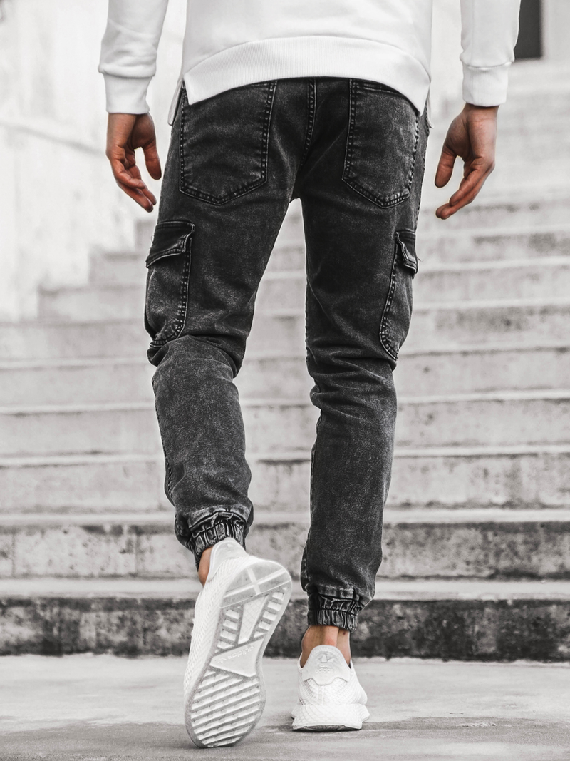 Spodnie jeansowe joggery męskie czarne OZONEE G/1064