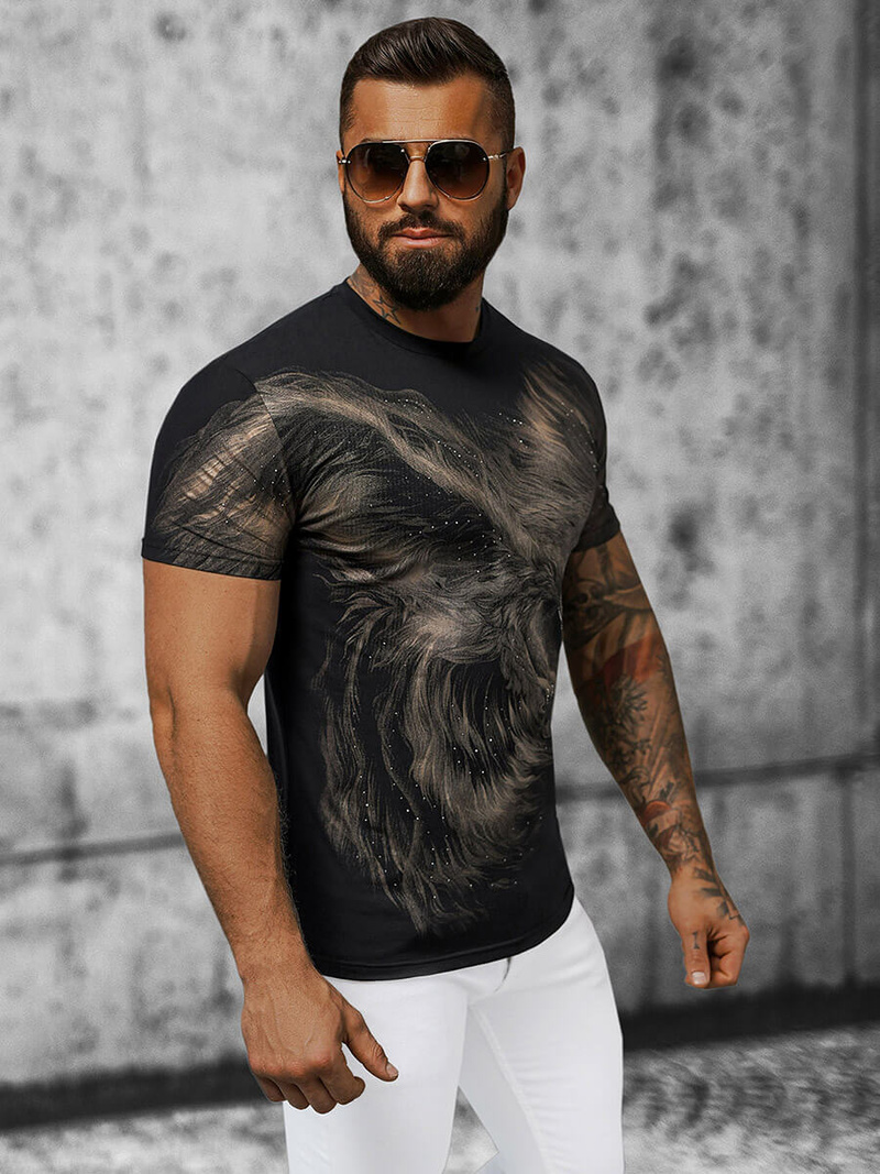T-shirt męski slim fit czarny OZONEE NB/MT3039