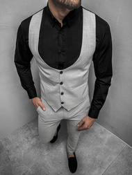 Komplet męski - kamizelka I spodnie chino szary OZONEE DJ/5559