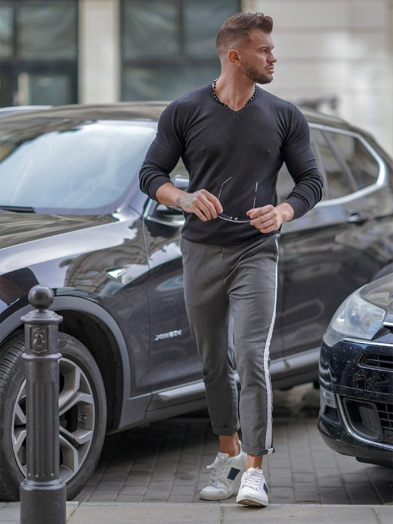 Sweter męski czarny OZONEE BL/M005Z