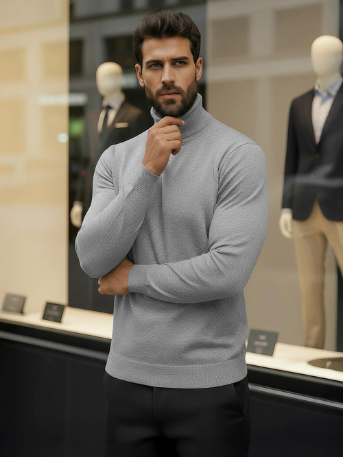 Sweter męski golf szary OZONEE V/V24504