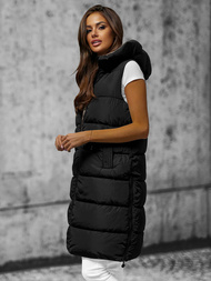 Стьобаний жіночий жилет чорно-золотава OZONEE O/H1121/99Z