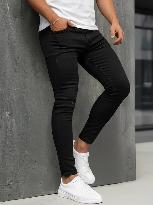 Spodnie jeansowe męskie slim fit czarne OZONEE DO/2820/1