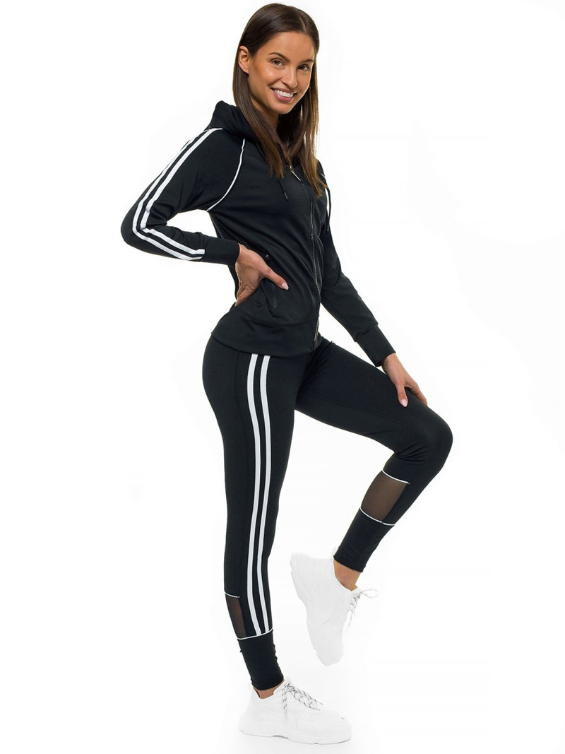 Komplet sportowy dwuczęściowy damski czarny OZONEE JS/HD070/1
