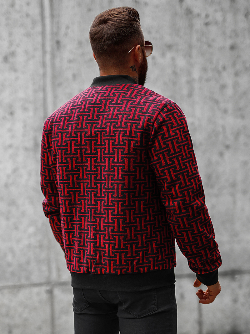 Kurtka męska bomberka czerwono-czarna OZONEE O/3A55